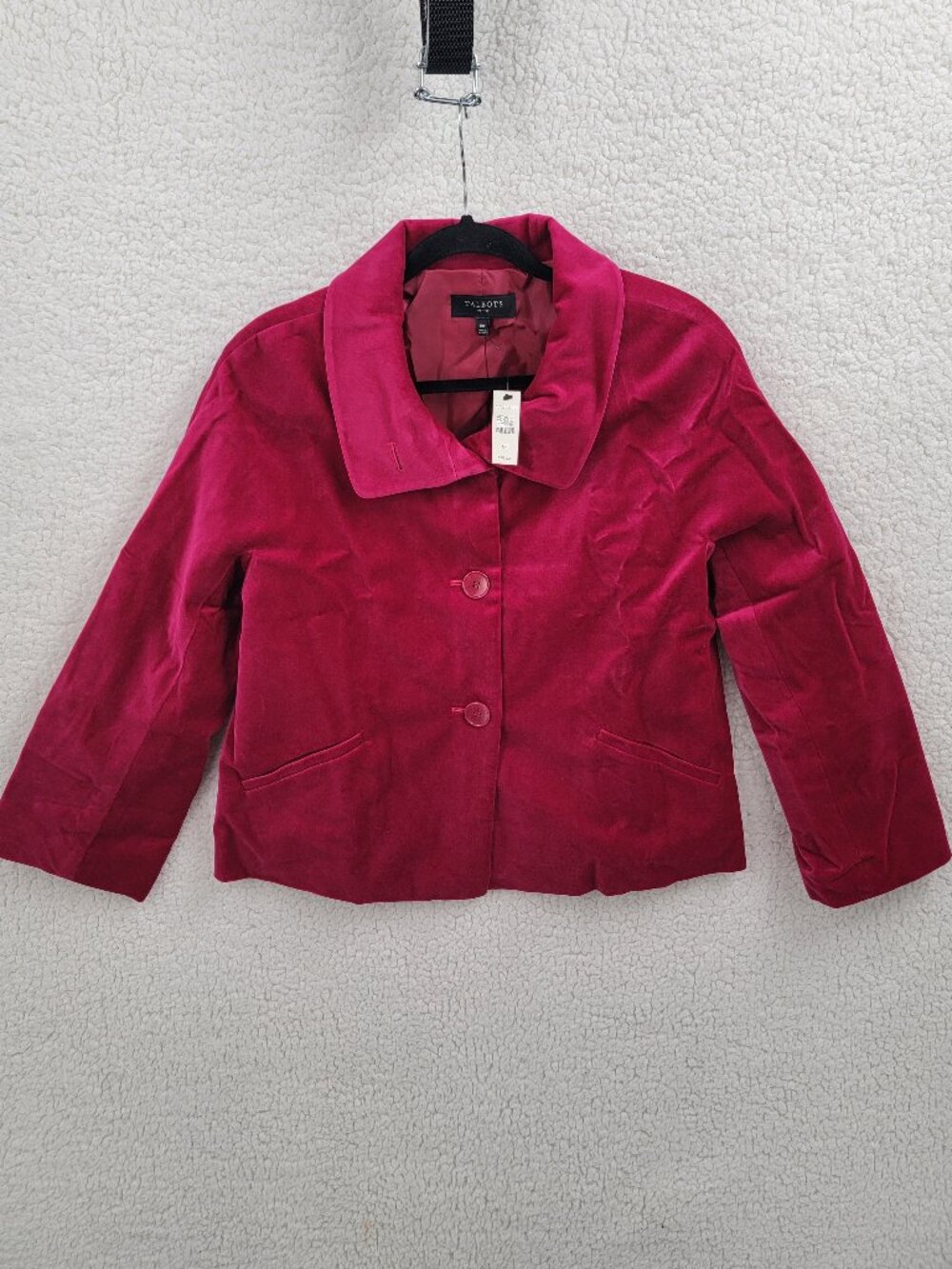 NWT Talbots Petites Velvet Jacket 10P Pink Berry Portrait Collar Short Coat